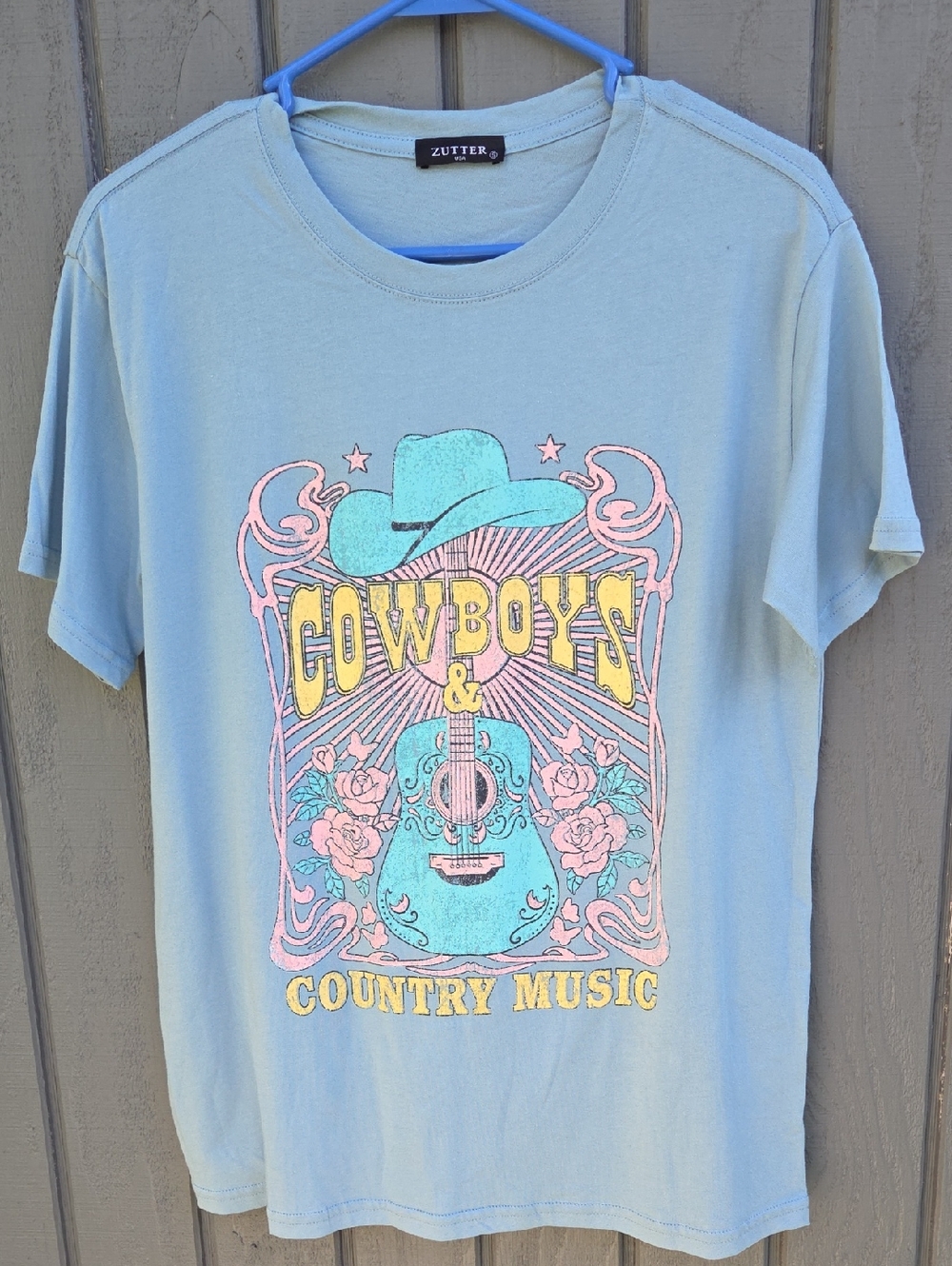 New Cowboys Country Music Graphic Tee Blue